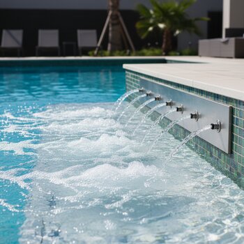 Hovuz divarında quraşdırılmış əks cərəyan jet paneli