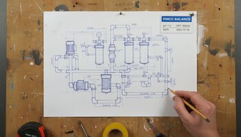 Hovuz texniki bloku üçün quraşdırma eskizi və pinco kartı divar lövhəsində