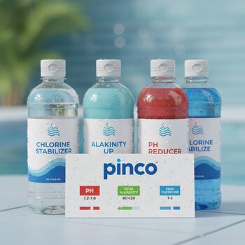 Hovuz suyu üçün kimyəvi məhlul şüşələri və pinco balans kartı