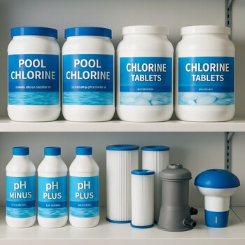 Hovuz kimyası və filtr avadanlığı ilə AquaLoop rəfləri