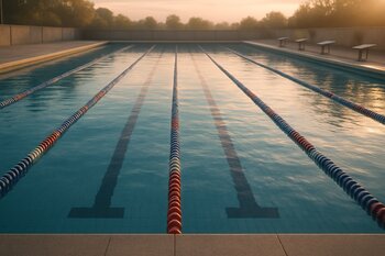 Səhər işığında zolaqlara bölünmüş hovuz