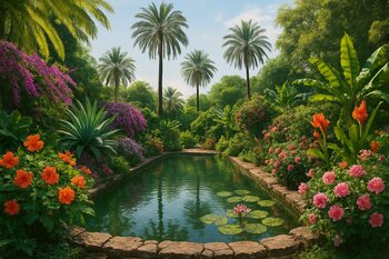 Lənkəranda yaşıl bağ içində yerləşən hovuz