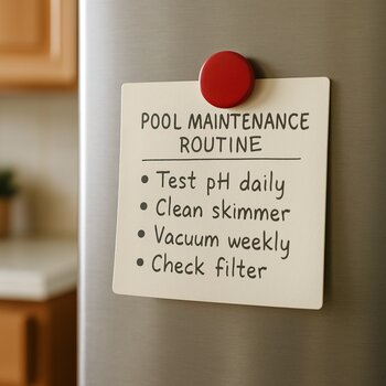 Hovuz üçün gündəlik ssenari kartı soyuducu üzərində asılıb