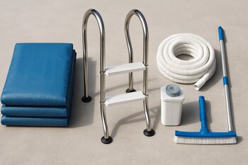 Hovuz örtüyü, nərdivan və saxlanma üçün hazırlanmış avadanlıq